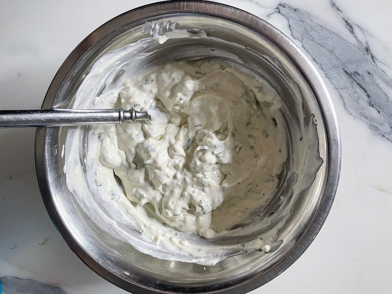 A bowl of blue cheese dip