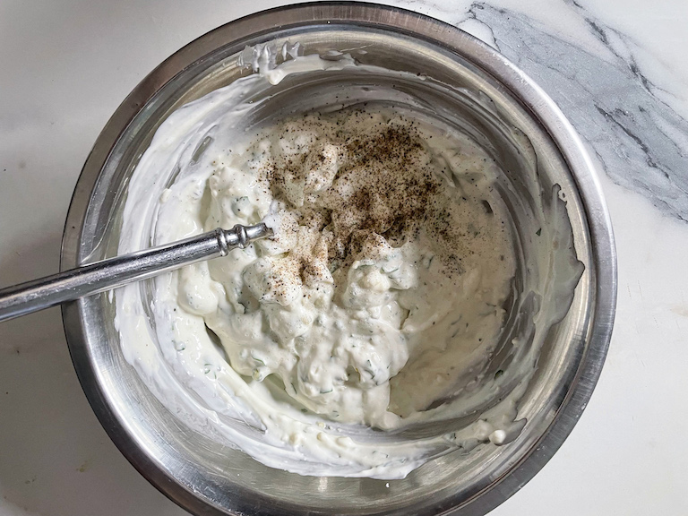 Blue cheese dip in a bowl