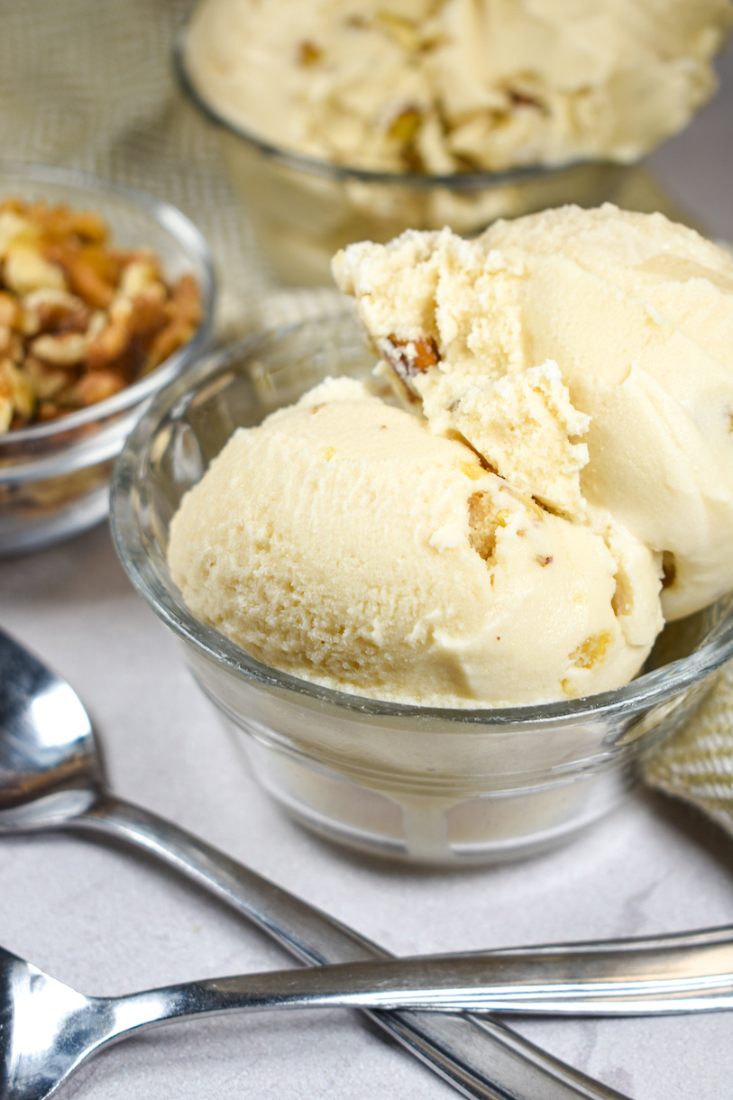 A dish of homemade ice cream