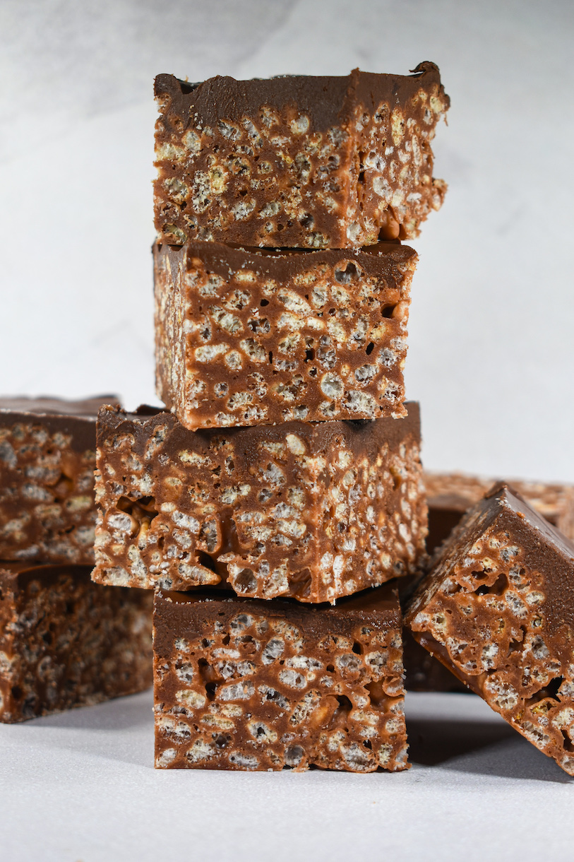 A stack of four Nutella krispie treats