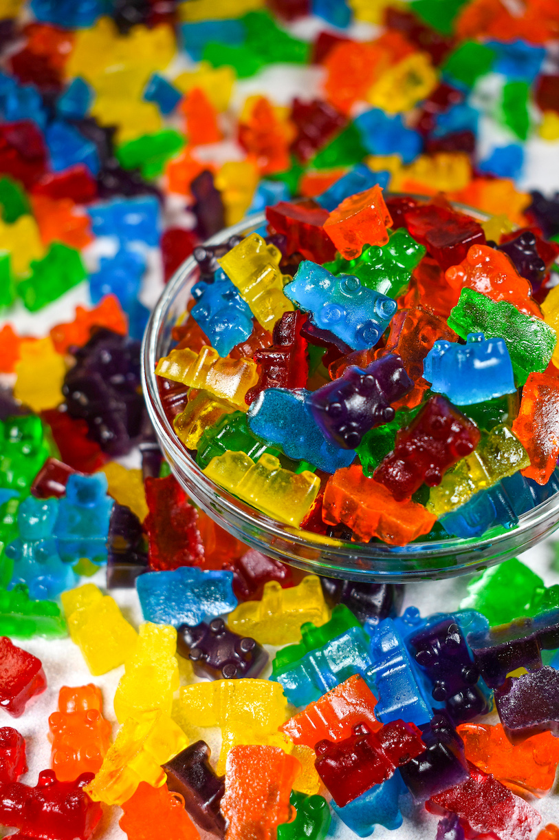 A dish of homemade gummy bears