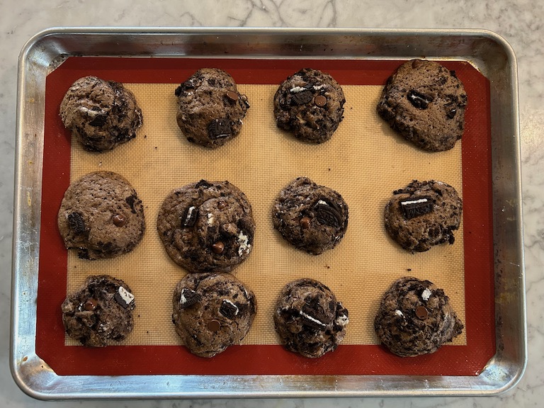 Chocolate Oreo cookies after baking