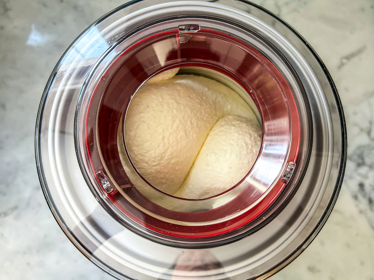 Churning coconut ice cream