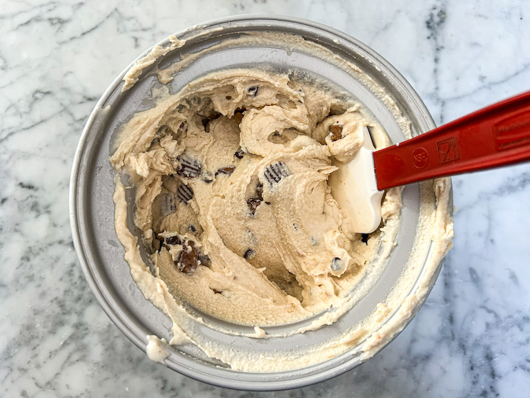 Peanut butter cup ice cream with a spatula