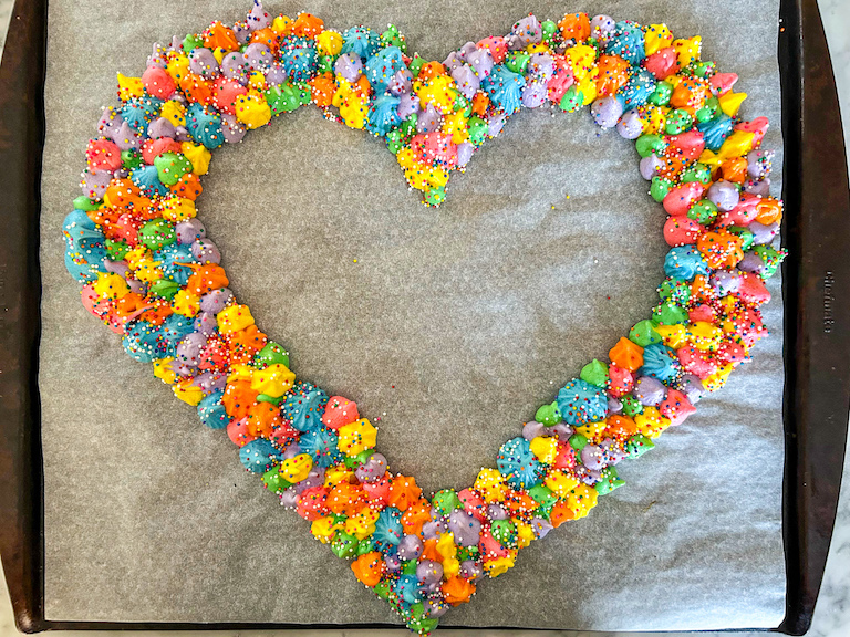 Heart shaped meringue wreath