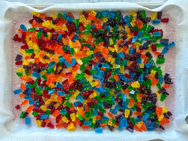 Tray of homemade gummy bears