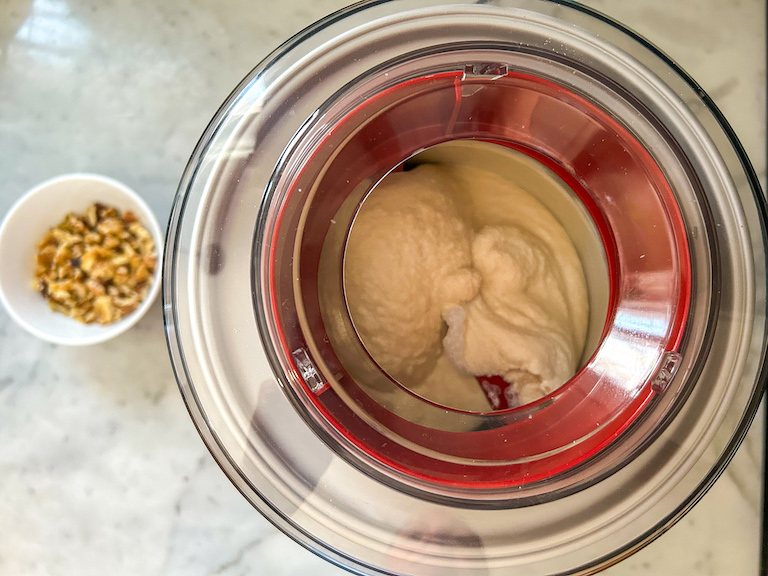 Churning homemade maple ice cream