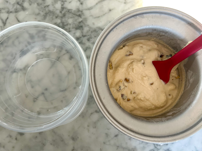 Ice cream maker with maple walnut ice cream