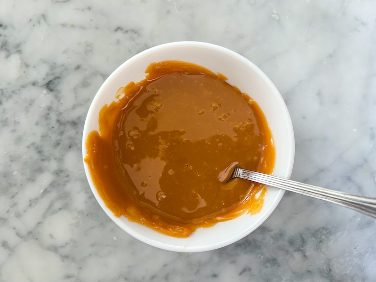 Bowl of melted caramel