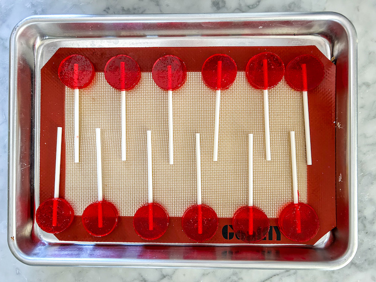 Lollipops on a small tray