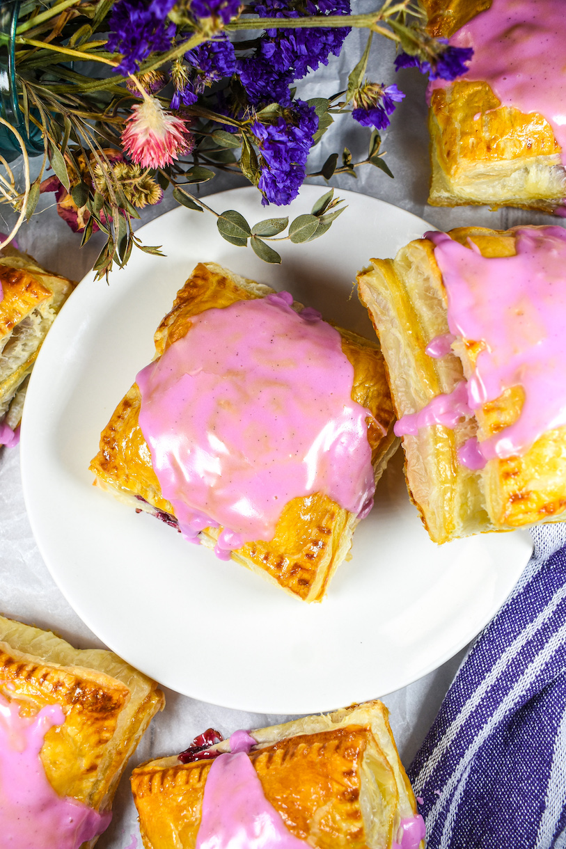 Blue berry hand pies on a plate