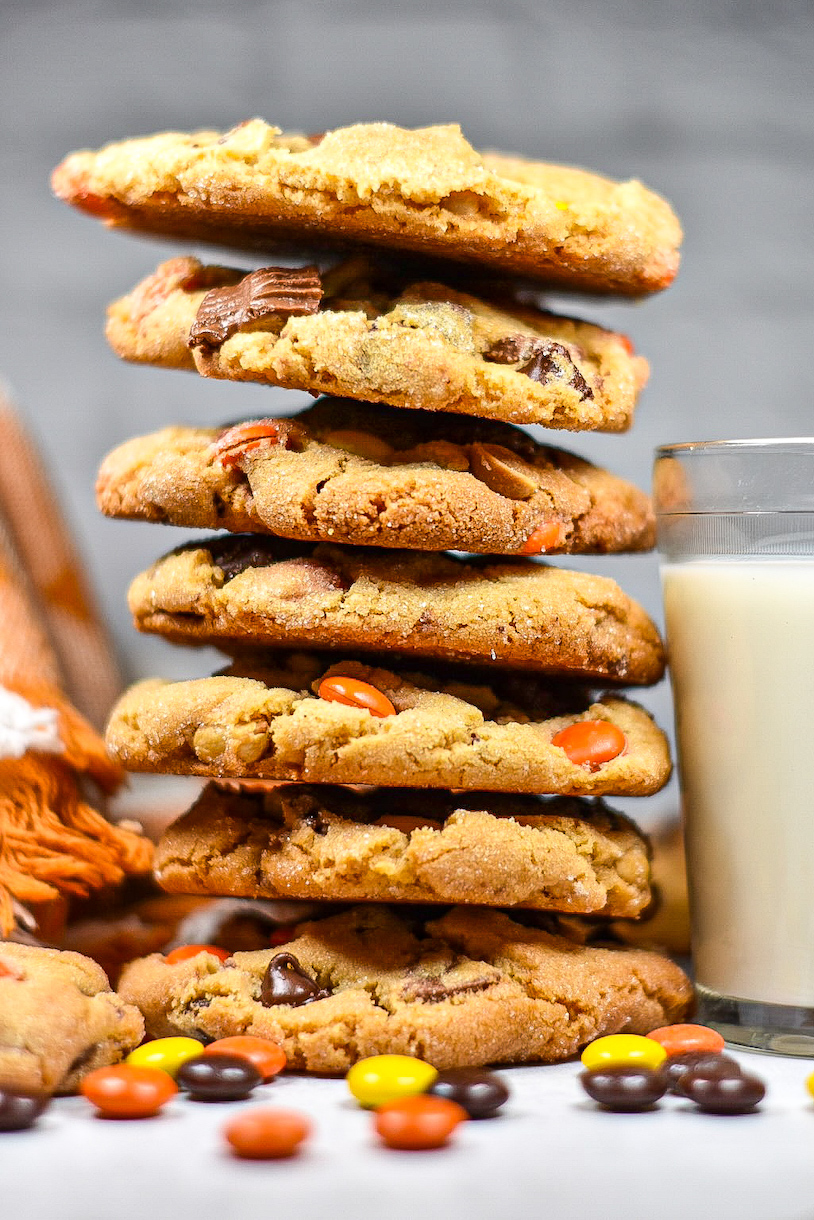 A stack of peanut butter cookies