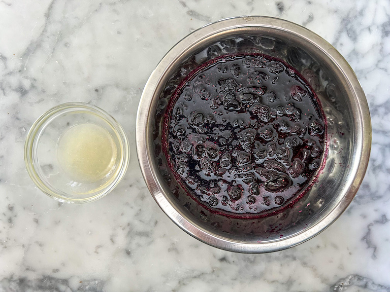 bowl of jam and dish of lemon juice