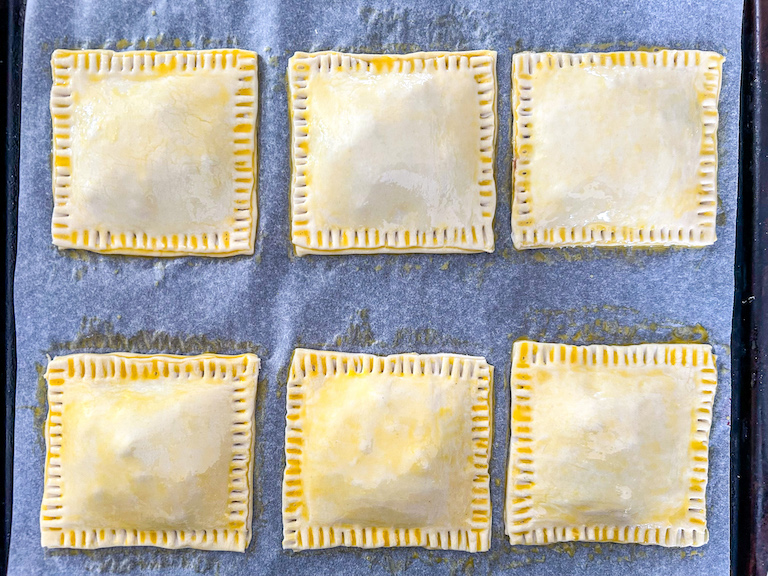 Puff pastry hand pies with fork crimped edges