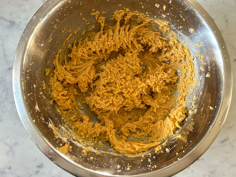 Peanut butter cookie dough in a bowl