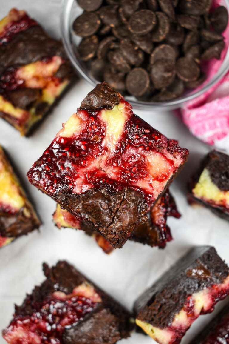 Raspberry Brownies with Cream Cheese Swirl