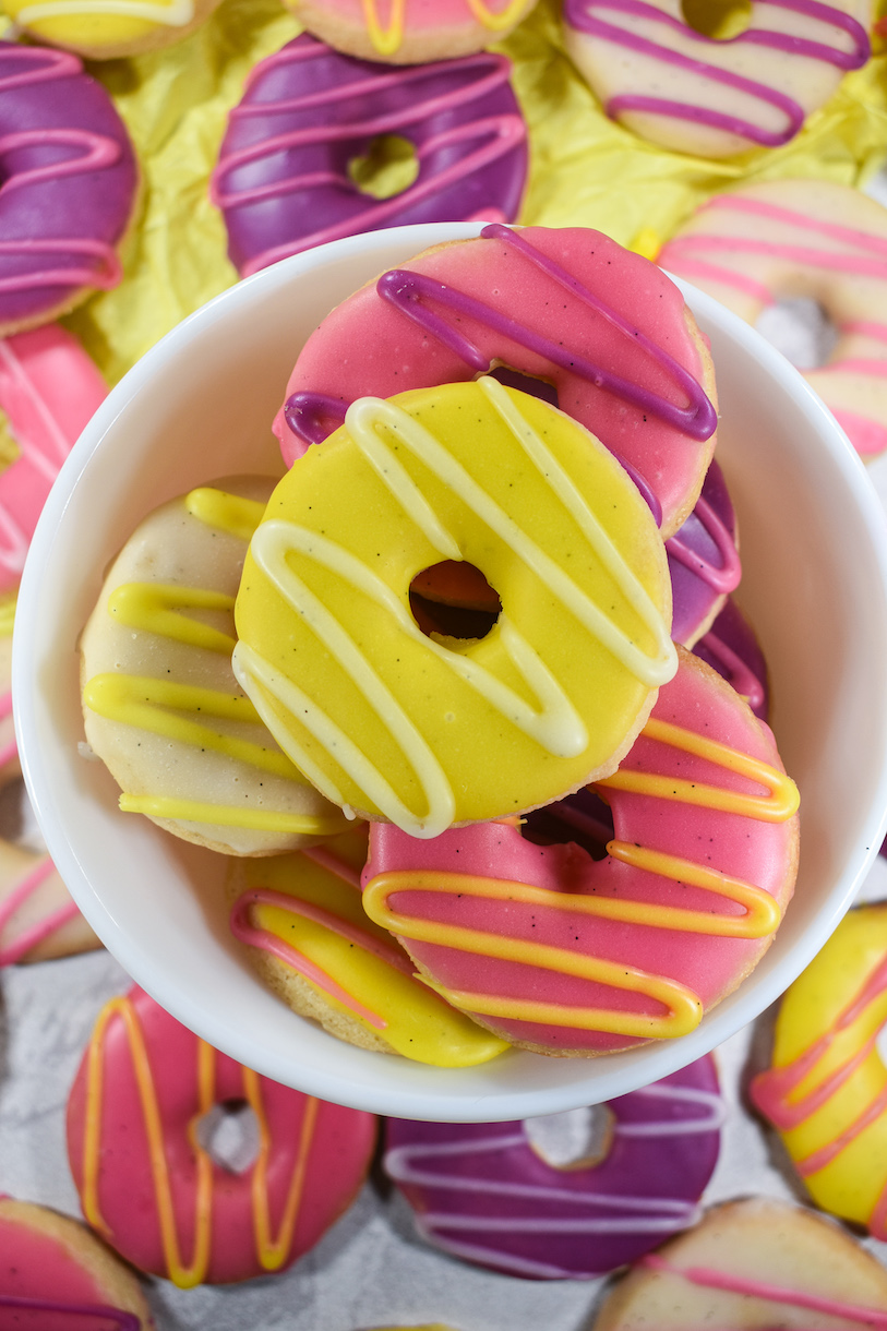 A bowl of party ring biscuits