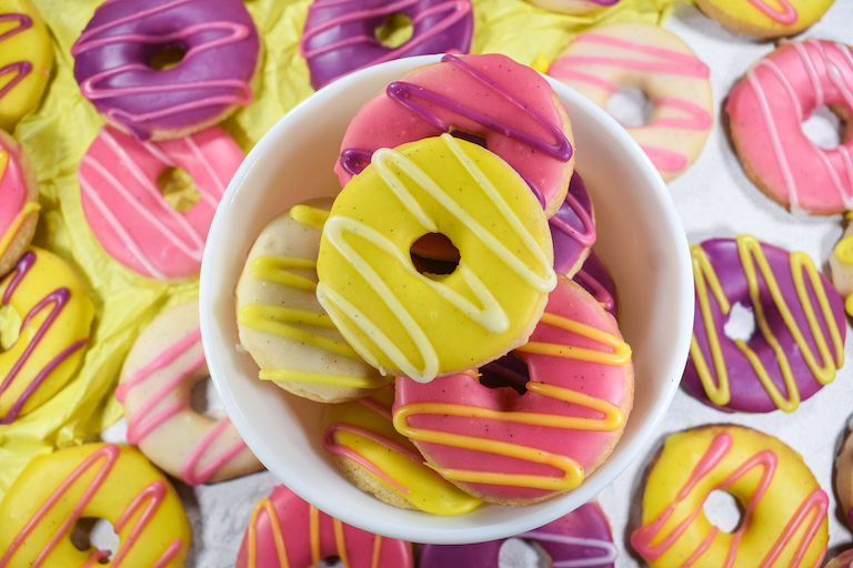 A bowl of party ring biscuits