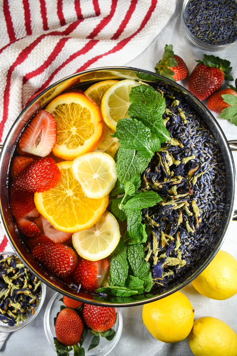 A colorful rainbow simmer pot
