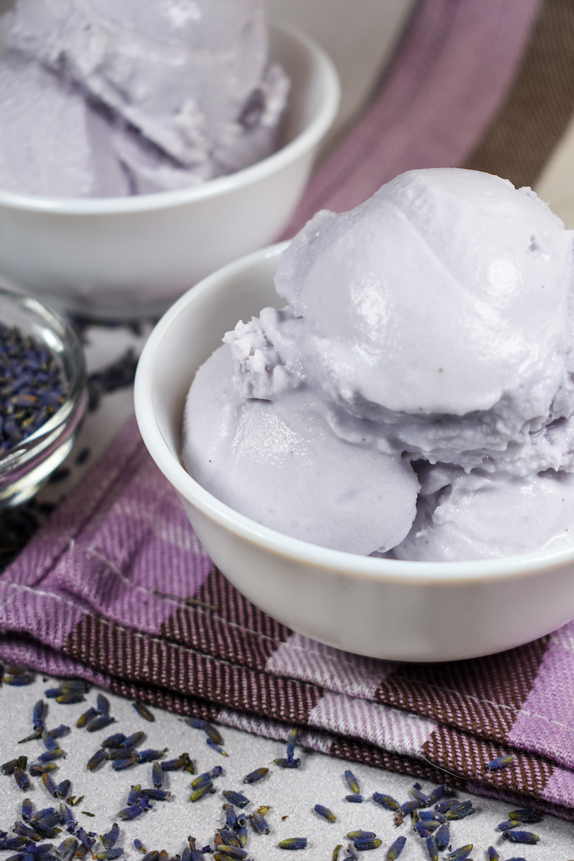 a dish of lavender ice cream