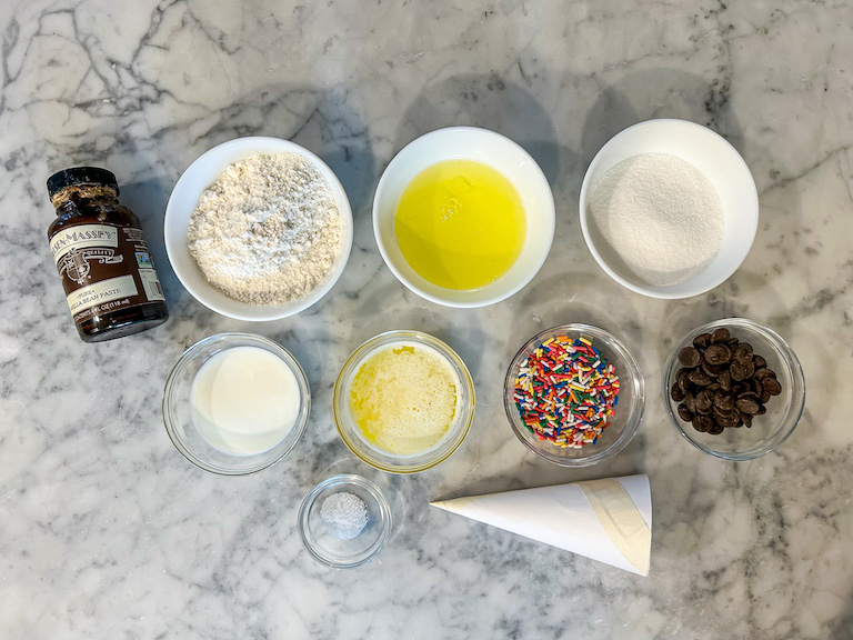 Ingredients for making homemade ice cream cones