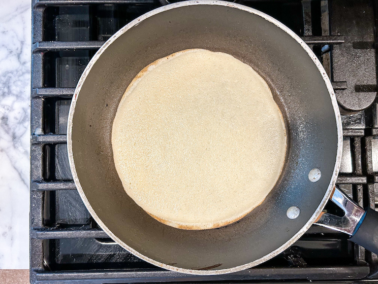 Ice cream cone batter in frying pan
