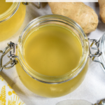Homemade ginger syrup in a jar