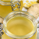 A jar of ginger simple syrup