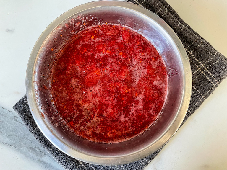 A bowl of homemade strawberry fruit compote