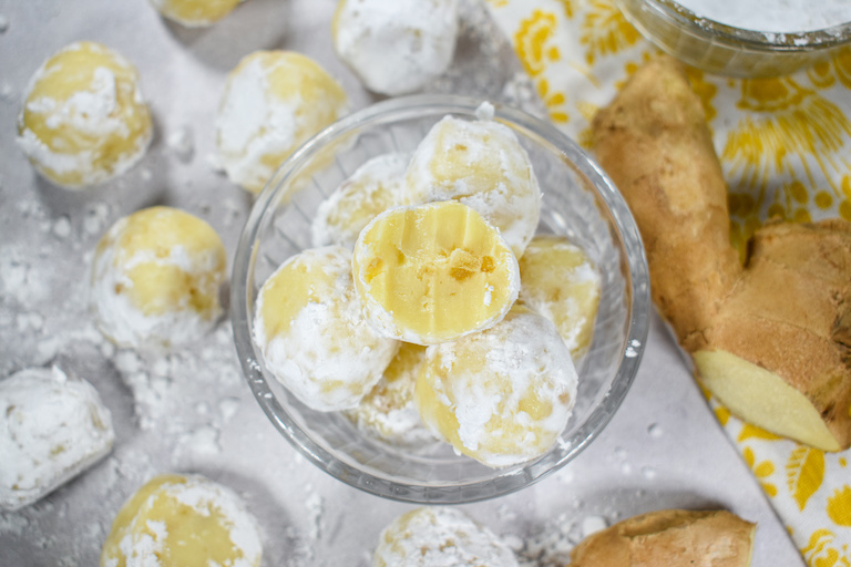 A bowl of ginger truffles