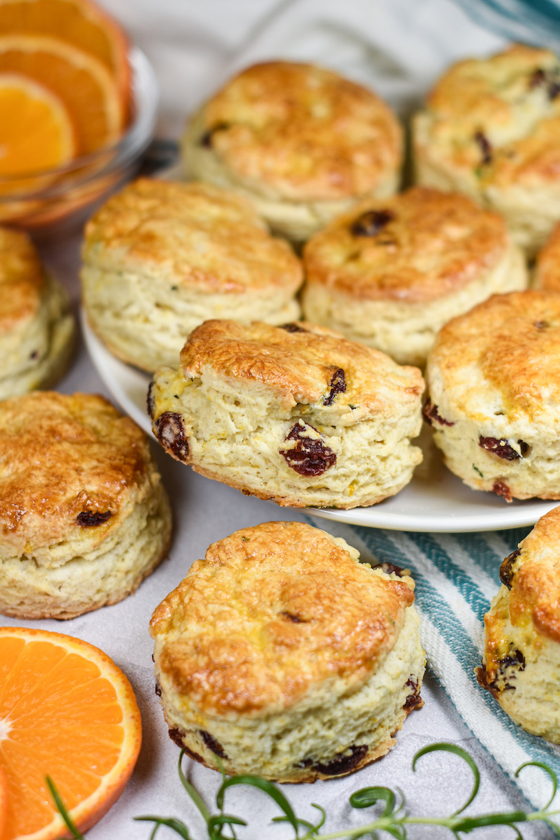 A plate of cranberry and orange scones