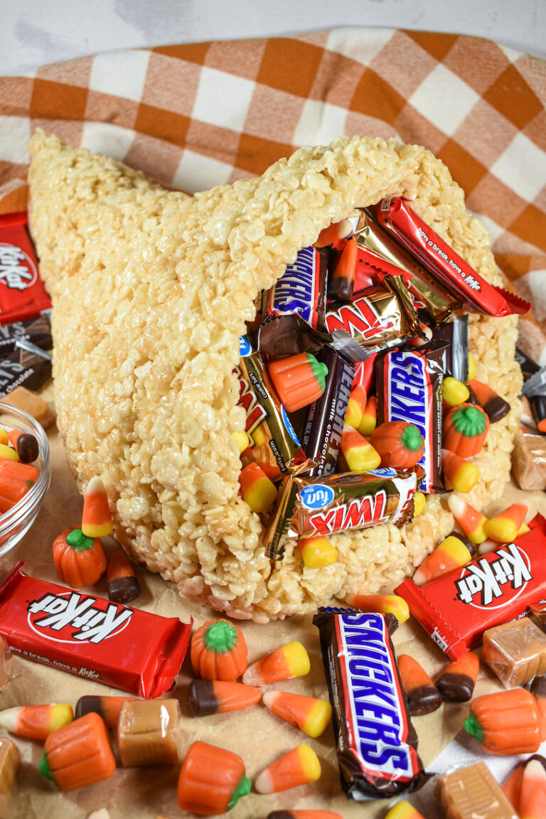 Thanksgiving Cornucopia Centerpiece (Krispie Treat Cornucopia)