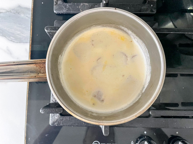 Ginger and cream in a small saucepan