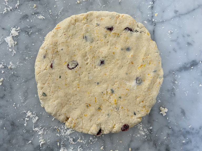 Scone dough on a marble surface