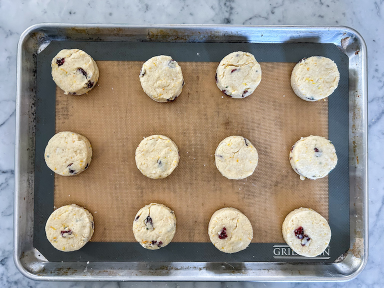A tray of scones before baking