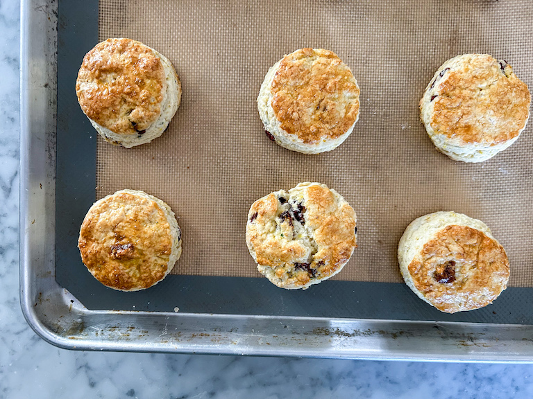 Scones on a metal tray