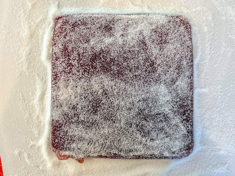 Sugar coated slab of cranberry candy