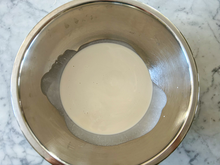 A bowl of lavender infused cream