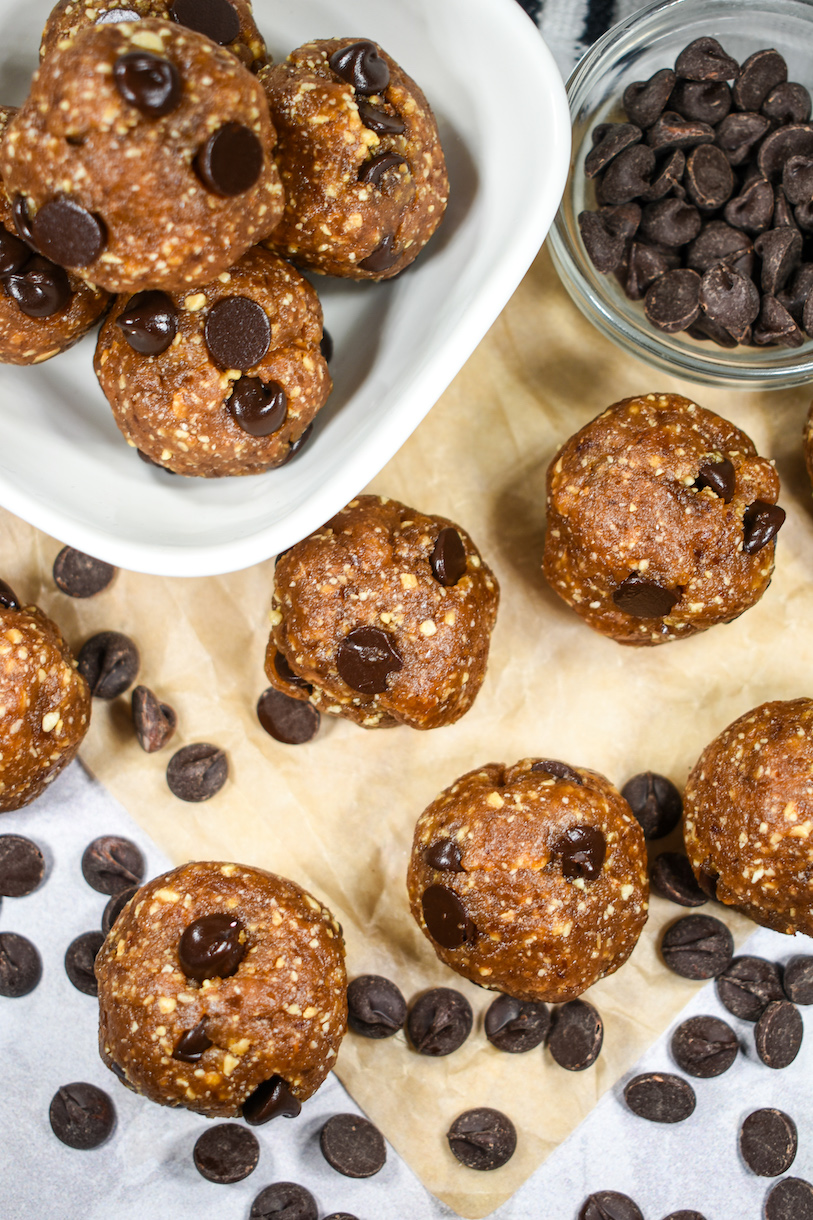 date balls on a sheet of brown parchment