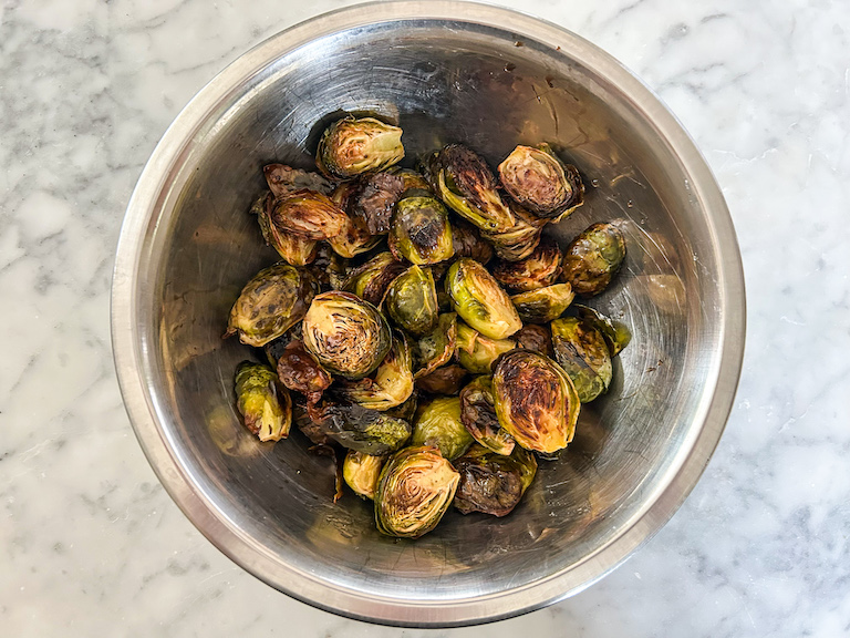 A bowl of roasted Brussels sprouts