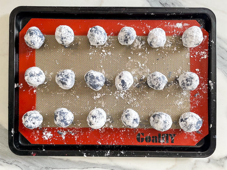Earl Grey chocolate truffles rolled in powdered sugar