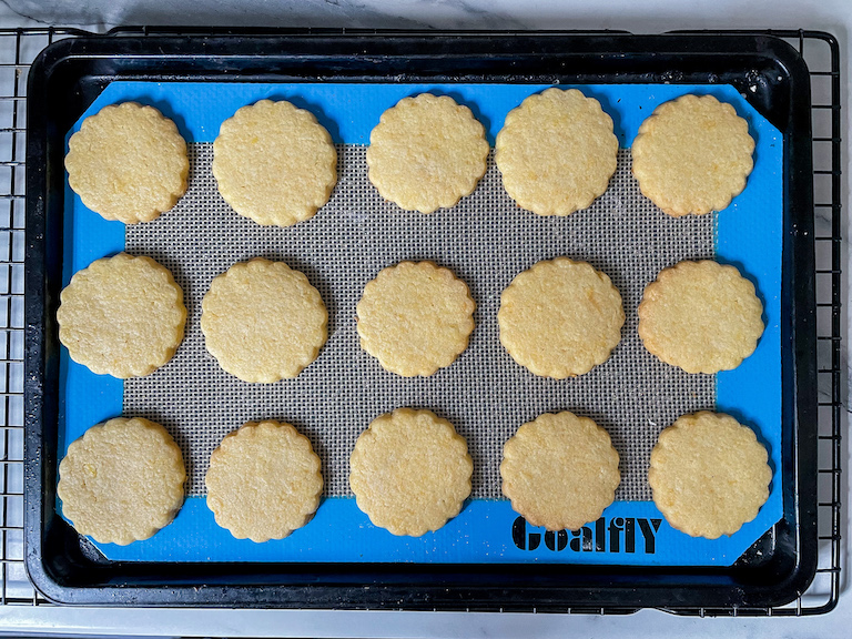 Cookies on a tray after baking