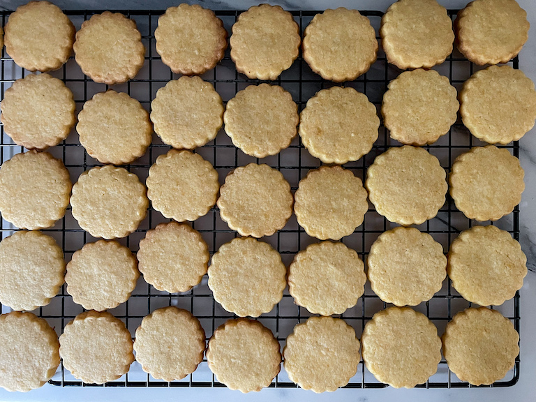 Cookies cooling on a wire rack