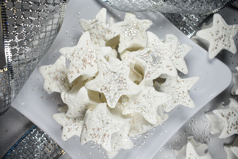 A plate of star shaped marshmallows