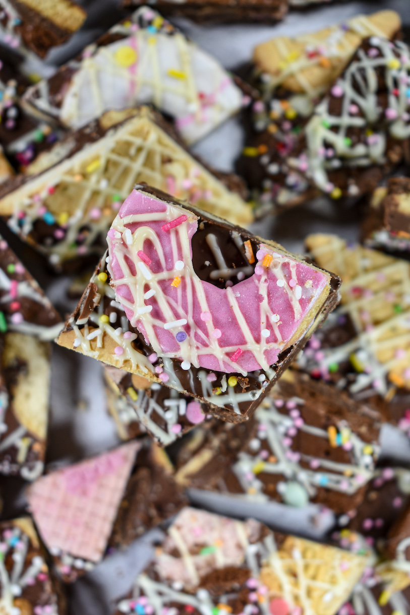 Chocolate bark made with British biscuits