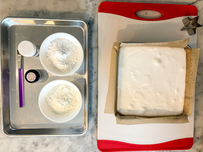 Tools and ingredients for making homemade marshmallows
