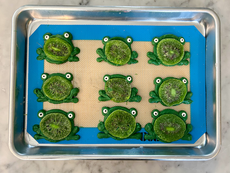 Chocolate frogs on a tray