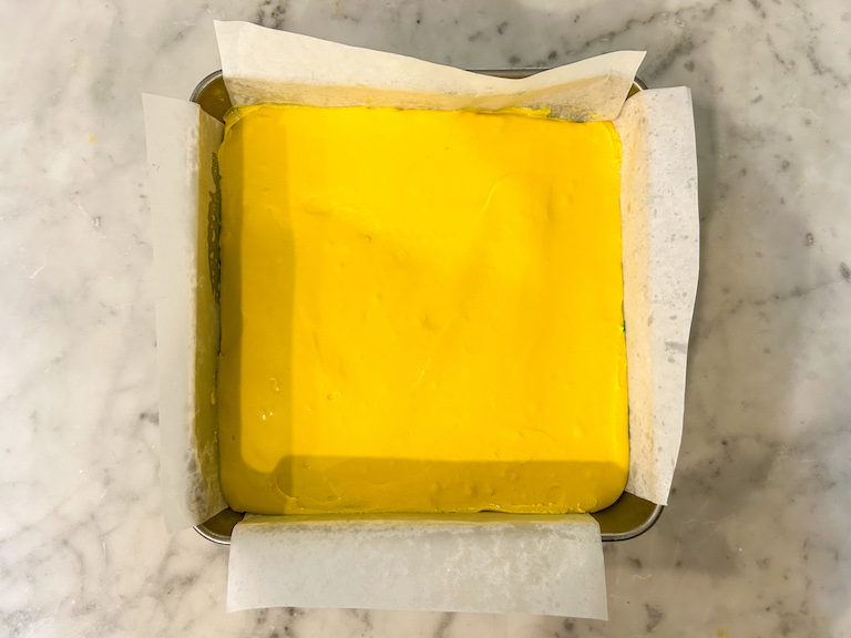 A pan of yellow fudge