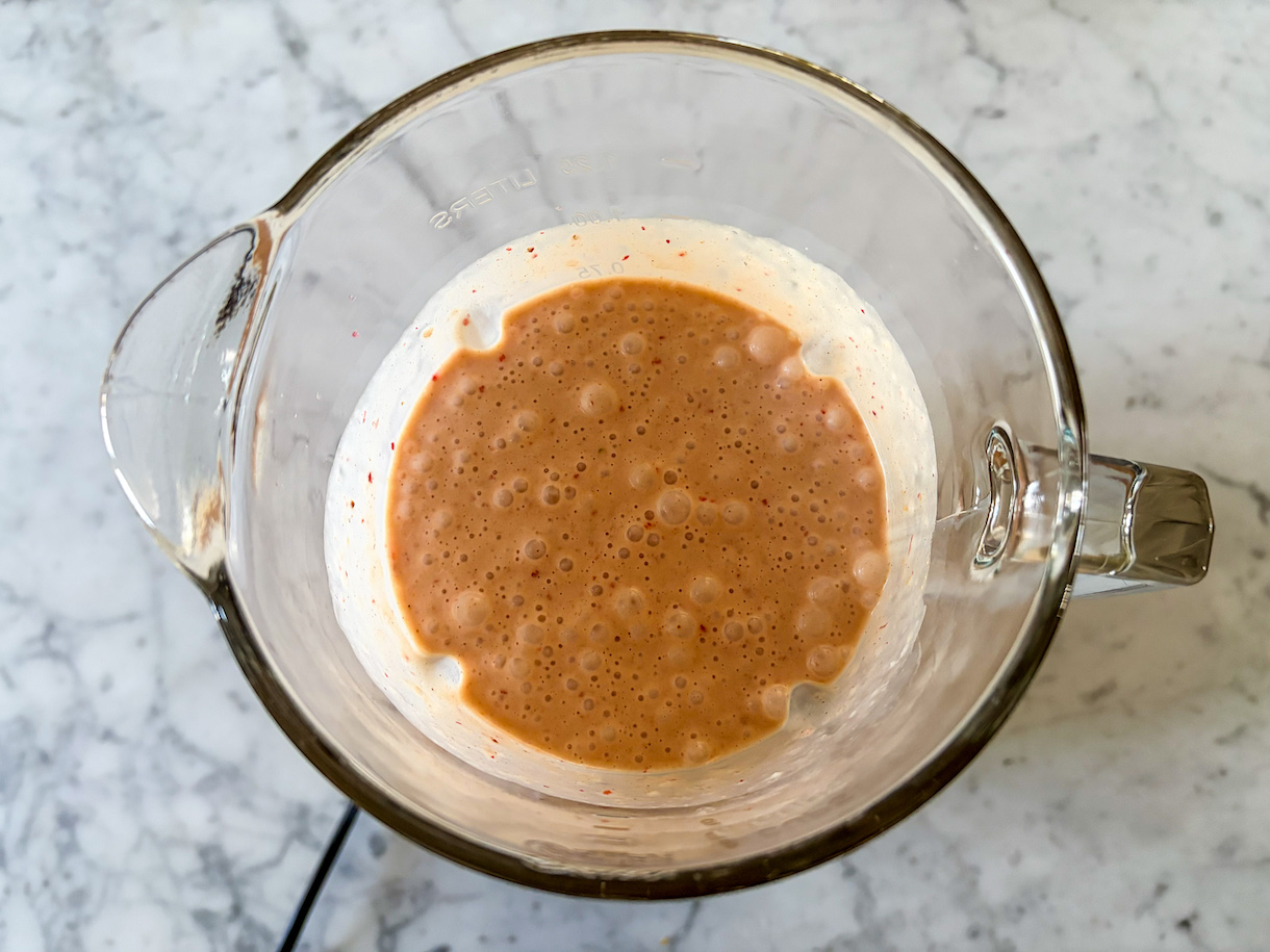 PB&J smoothie in a blender