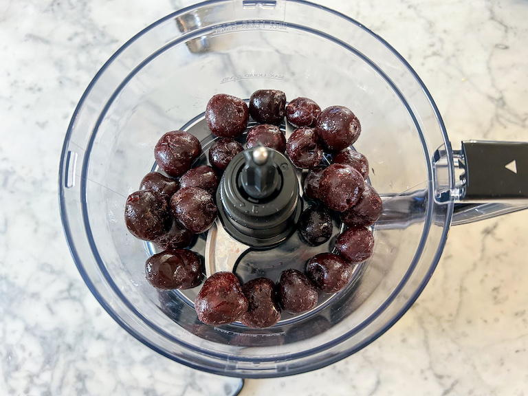 Cherries in a food processor